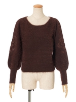 【an another angelus】ローズパッチワークシャギーニットプルオーバー/BROWN