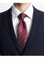 ウォッシャブル小紋柄ネクタイ【洗えるネクタイ】/ワインレッド(963)