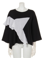 スターフレア異素材T/ブラック