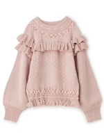 フリルコンパクトニットトップス/ピンク