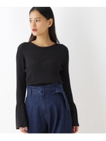 袖フレアリブニット/ブラック(019)