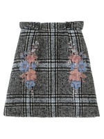 【スカート】花刺繍台形スカート/ブラック