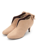 スエード調バックリボンブーティ/ベージュ(052)