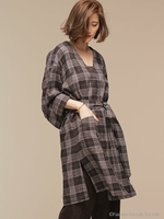 チェックガウンコート/オレンジ