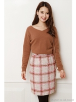 パステルチェックタイトスカート/ラベンダー