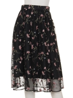 オータムチュール刺繍スカート/レッド