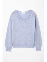 ビジューＶネックトップス/ブルー(110)