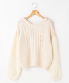 袖シャギーケーブルプルオーバー