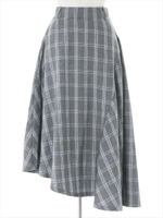 グレンチェックアシメフレアスカート/ベージュ