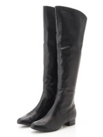 【晴雨兼用/ストレスフリー】2WAYニーハイブーツ/BLACK SMOOTH