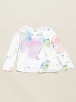 BABY クラウドフラワープリントアシンメトリ-長袖チュニック/生成