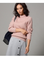 [L]ボトルネックウールニットトップス/サックス(090)