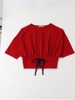 コルセットプルオーバー/レッド