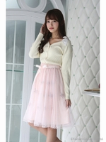 フラワー刺しゅうチュールスカート/グレー