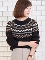 求心ジャカードプルオーバーニット/ブラック柄