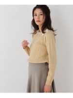 [WEB限定サイズ(LL)あり]ラメ混ケーブルニットプルオーバ/ライトベージュ(051)