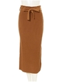 ウエストリボンプリーツニットスカート/キャメル