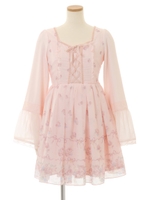 リボンローズシフォンワンピース/ピンク