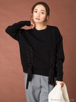 【Marie Hill】レースアップニット/グレー