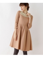 【SSサイズあり】レース×フラノワンピース/ピンク(072)