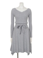 スカラネックリブ前後2WAYフレアワンピース/グレー