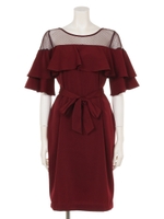 ティアードフリルスリーブドレス（オケージョン）/ブラック