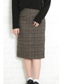 起毛チェックペンシルスカート/ブラック(010)