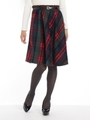 起毛チェックミディ　フレアースカート/レッド