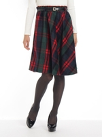 起毛チェックミディ　フレアースカート/レッド