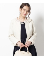 コサージュ付きコンパクトギャザージャケット/ライトベージュ(051)