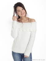 パールモチーフニット/ピンク