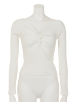 フロントツイストタイトニットTOP/NVY