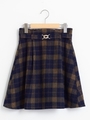 ベルト使いシャギーチェックフレアスカート/レッド柄