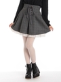 チェック柄レースアップスカート/グレー