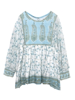 FLOWER PRINT TOP/ブルー