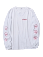 HEART STENCIL SLEEVE BIG LS TEE/ホワイト
