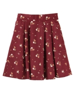 ・フレアーフラワーミニスカート/ボルドー