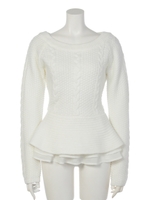 ケーブルknitフレアシフォンTOP/RED