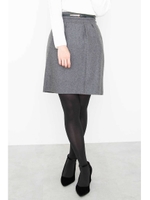 ベルト付きウーリッシュフラノスカート/インクブルー1(111)