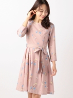 花柄フレアーワンピース/ネイビー