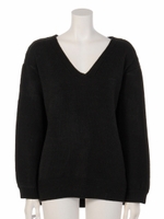 OVER Vネックニット(EC企画)/ブラック