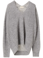 ・Vネックニットプルオーバー/杢ライトグレー