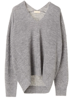 ・Vネックニットプルオーバー/杢ライトグレー