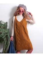 【anap mimpi】ケーブルニットワンピース/D.GRY