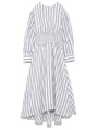 ウエストシャーリングリネンワンピース/STRIPE