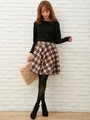 シャギーチェック柄フレア/スカート/オフホワイト/チェック