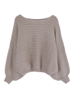 フェザーヤーンリブ編みドルマンニット/ブラック