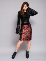 フラワータイトスカート[DRESS/ドレス]/レッド