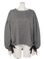 レースアップラメトップス/ブラック