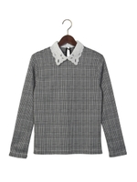 衿付き/トップス/グレンチェック